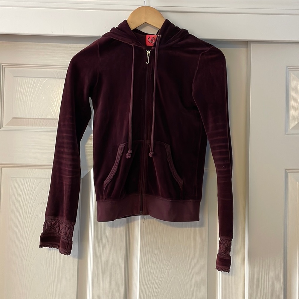 Vintage Juicy Couture Velour Zip Up Track Suit Sweater | Size Petite S